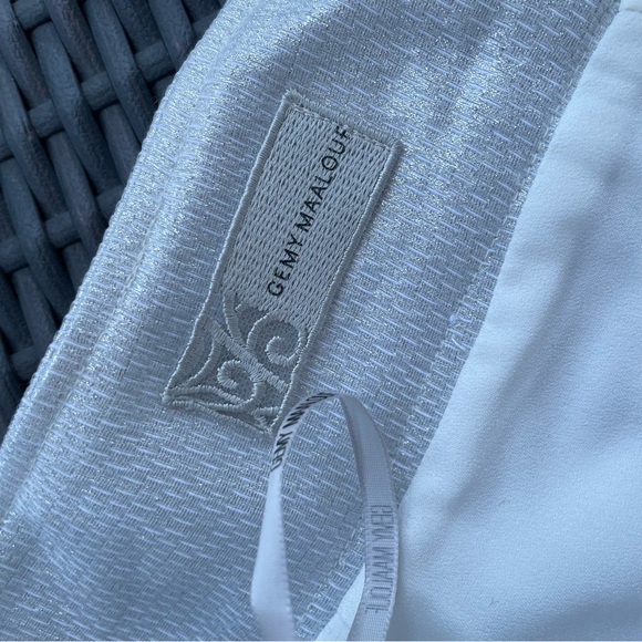 GEMY MAALOUF Shimmery Silver Short Skirt with Beaded Details Size 16/18 - Picture 11 of 13